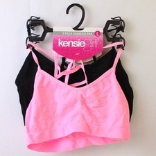 Kensie Girl 2-Pack Seamless Bras Black Pink Large 12-14 NWT