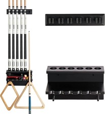 EXTCCT Wall Mount Pool Stick Holder - Billiards Cue Rack 4 UK, Black 