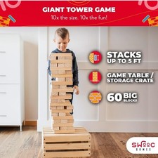 SWOOC Games - Premium Giant Tower Game | 60 Blocks + Storage Crate/Outdoor Ta...