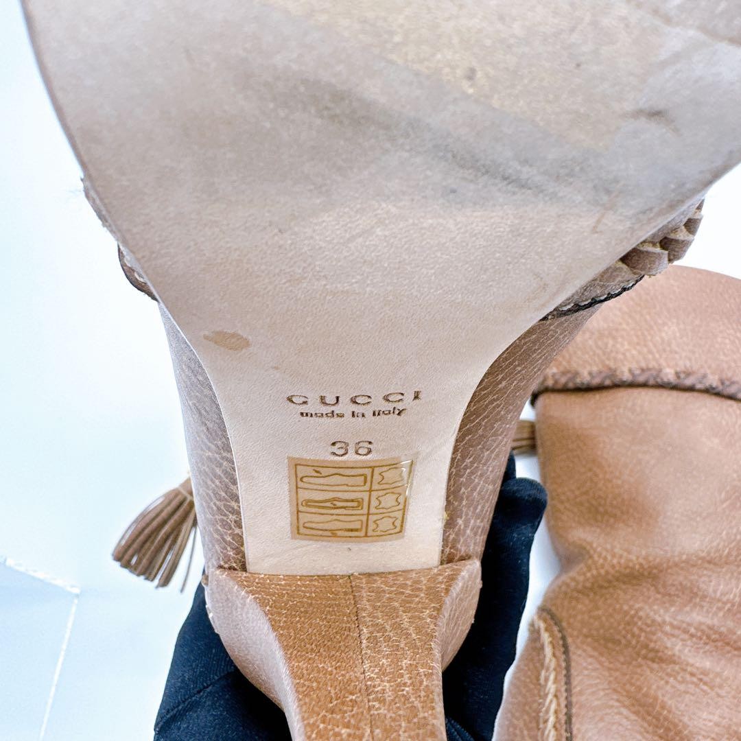 GUCCI Boots Heel Long Leather Brown EU36/US6 107363c thumbnail 14