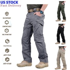 Men Tactical Cargo Pants Soldier Straight-fit Work Combat Trousers Outdoor