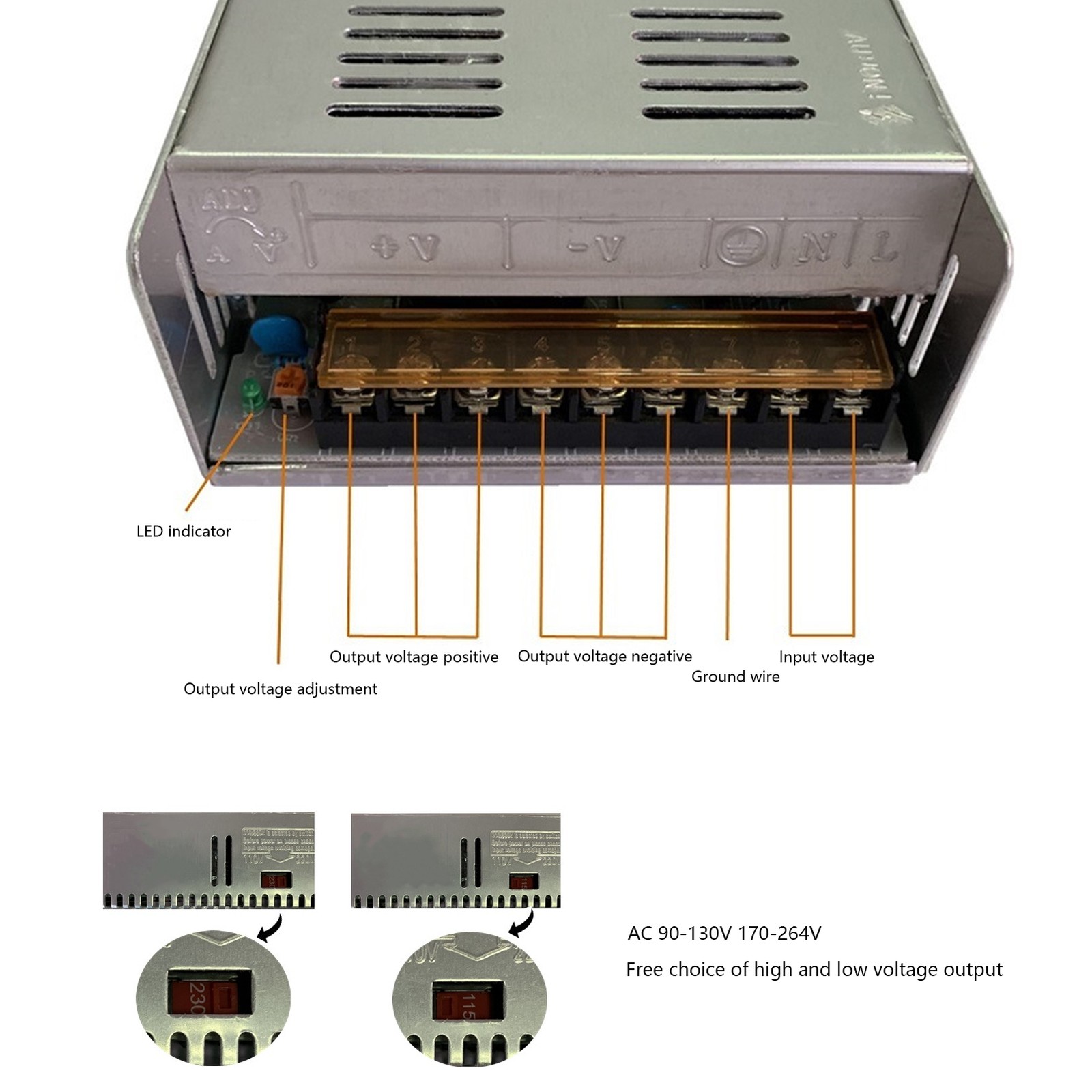YY‑500‑24 Switching Power Supply AC 90‑264V-DC 24V 20.9A 500W For Industrial