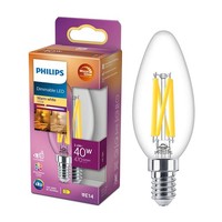 Philips Led Filament Kerze 3,4W =40W E14 Klar Warmglow 2200K-2700K Ra>90 Dimmbar