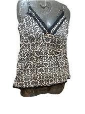 Womens Babydoll Top XL Y2K Fairy Grunge Coquette Romantic Floral Black Lace Cami