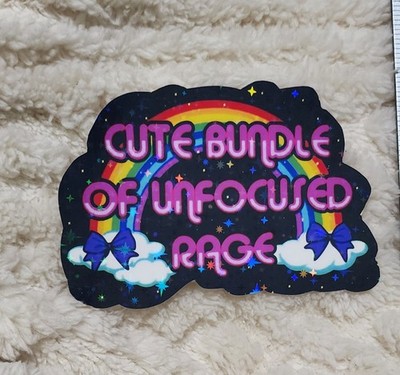 Colorful  Cute Bundle of Unfocused Rage  Sticker | Funny Sassy 3.5x2.5 Decal