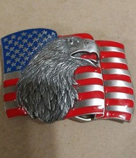 Vintage American Flag And Eagle Belt Buckle