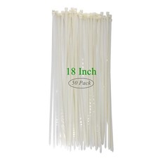 White Zip Ties Clear 18 Inch Heavy Duty, Cable Ties 50 Pieces, Long Zip Tie 1...