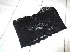 36B Black Lace Boned Vintage Women's SMOOTHIE Strapless Bra Bustier 575 36B