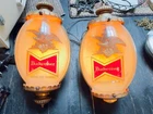 Vintage  Original Pair Budweiser King Of Beers Wall Sconce-Light Up Beer Signs