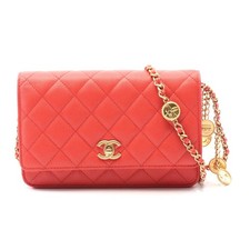 Chanel Matelasse Leather Shoulder Bag Women Red One Size 608928