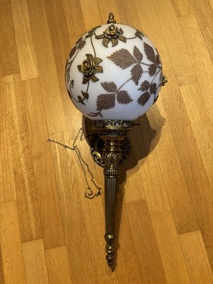 Nostalgic-Art Wandlampe mit Rosenmuster  mit Schalter  Massiv Messing