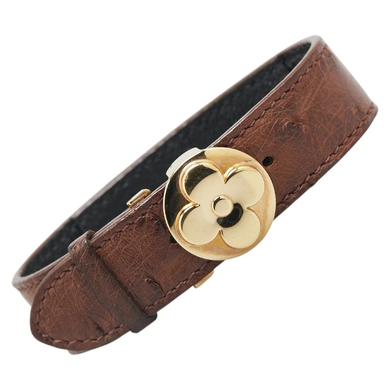 LOUIS VUITTON（LV） Bracciale LOUIS VUITTON Buona Fortuna M6441 Marrone Oro Placcato Struzzo Donna