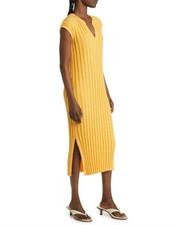Rails Ribbed Ashley Melon Orange Sleeveless Sweater Midi Dress Beachy Resort M