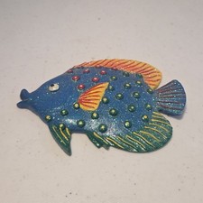 Vintage Sparkly Tropical Plaster Fish Wall Gl...