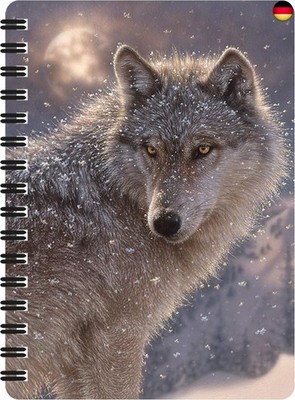 3D LiveLife Deluxebase Notizblock, Solitärer Wolf, Spiralbindung, A6, 