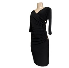 Lauren Ralph Lauren Black Manor Born Faux Wrap Dress Slink Jersey Career Women 8