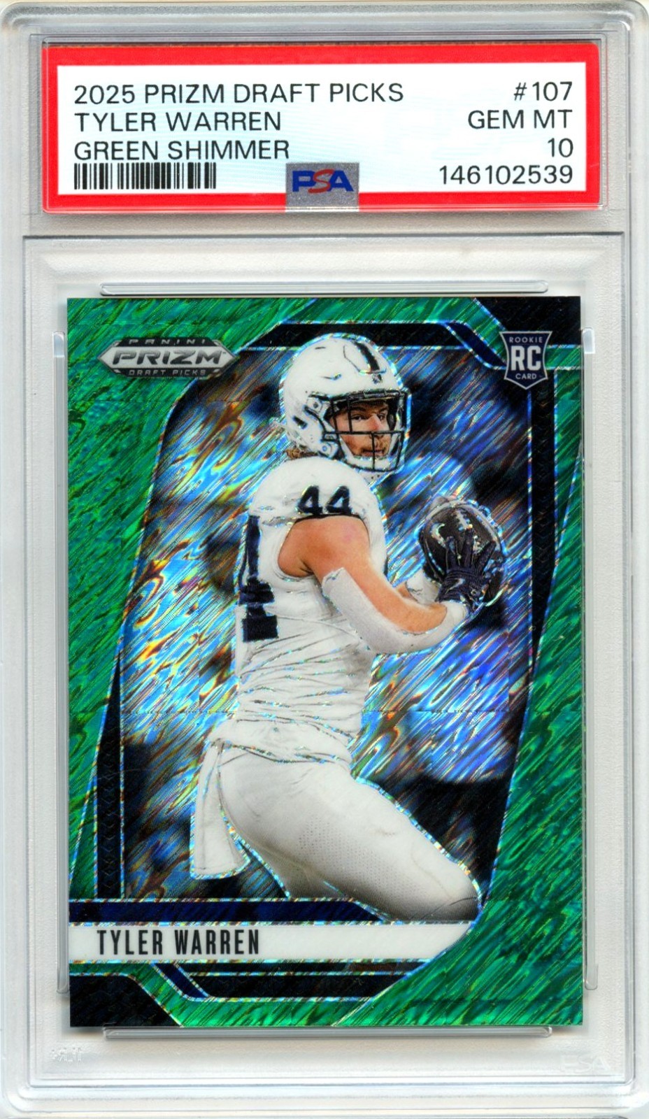 Tyler Warren Panini Prizm Draft Picks #107 Green Shimmer
