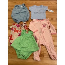 Carter's & Disney Baby Summer Clothing Lot Sz 3m - Pink Green Denim Floral