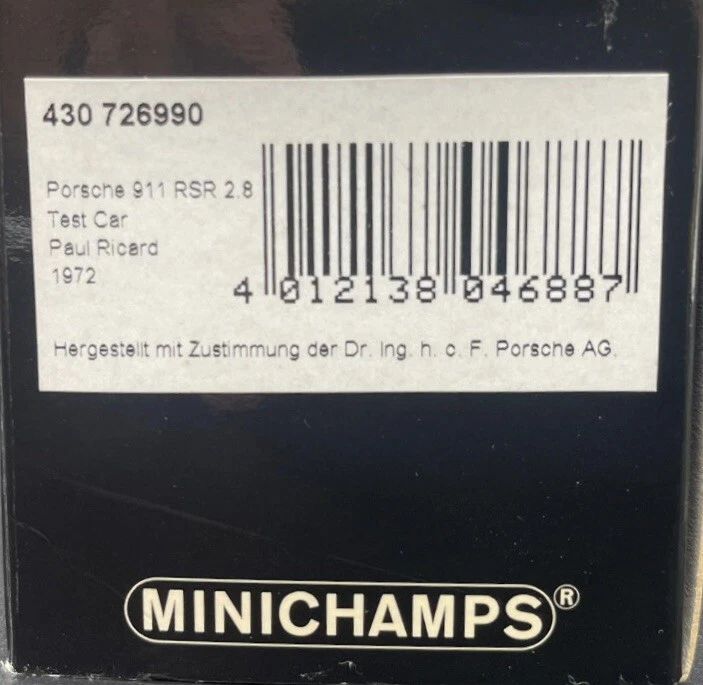 Coche de prueba Minichamps 1/43 Porsche 911 RSR 2.8 Paul Ricard 1972 430726990 Foto 4 de 4