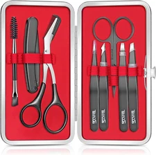 TsMADDTs Eyebrow Kit, 8 in 1 Trimmer Scissors, Tweezers for Black 