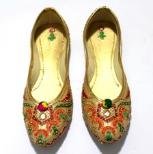 Women mojari jutti traditional punjabi khussa shoes indian flip flop US size 9