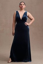 Anthropologie Jenny Yoo Logan Deep-V Velvet Column Gown Size 19/Size 2X $290.00