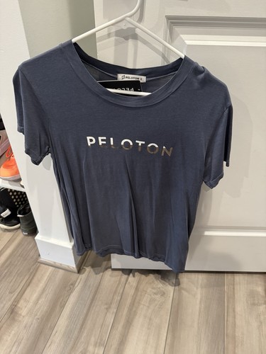 Peloton T-shirt Women Small Blue With Silver Metallic Spell Out. NWT. MSRP $54
