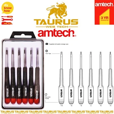 AMTECH-TOOLS 6 x AMTECH Precision TORX Screwdriver Set Jeweller Watch Repair Tools Torque UK