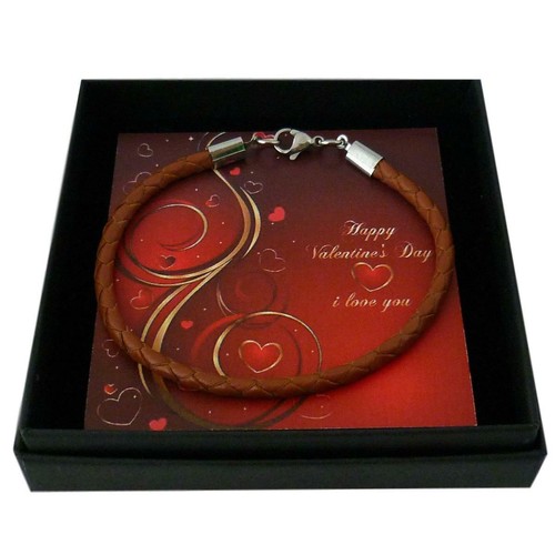 Valentines Day Gifts for Men or Boys, Leather Bracelet, Romantic Gift for Male - Picture 6 of 6