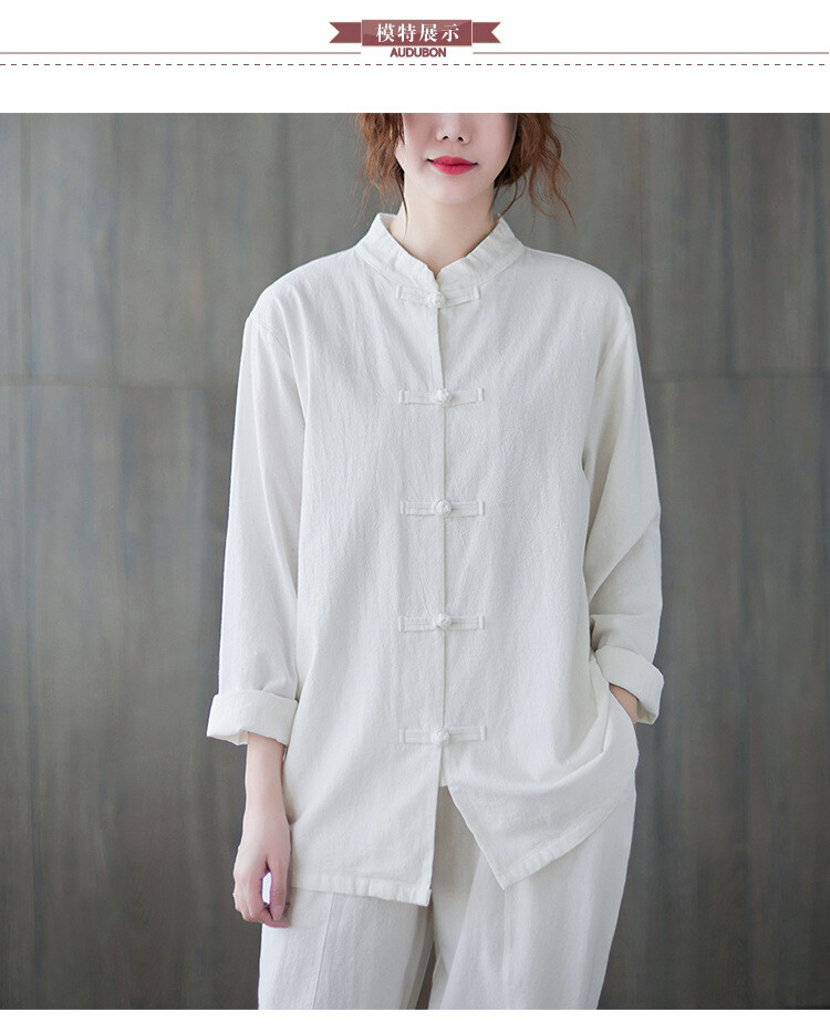 モン族 china button ethnic pullover shirt Women Chinese Vintage Style Hanfu Ethnic Frog Button Tai Chi Top