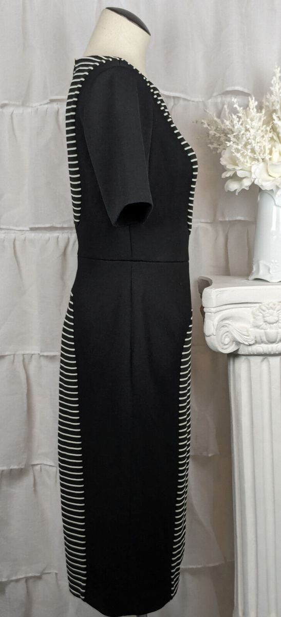 adrianna papell black and white striped dress Black / White Stripe Crepe Sheath Dress main image 1