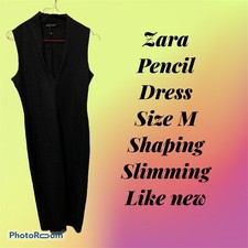 Zara black shaping slimming dress size M V Neck Perfect condition