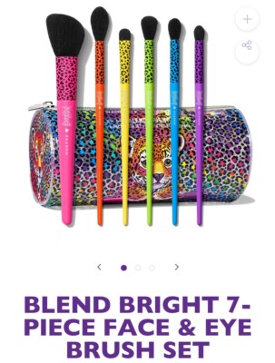 Morphe X Lisa Frank Makeup Set Cosmetic Brushes Bag Bright Neon Tiger NEW 