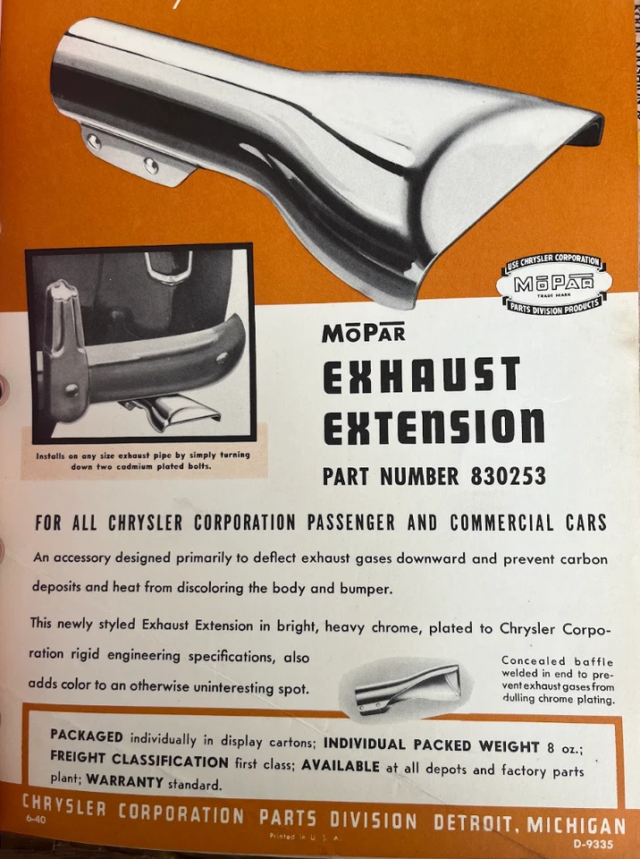 Deflector de escape para DeSoto Chrysler Plymouth Dodge 1936-1954. Foto 4 de 4