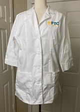 Cherokee Womens Florida Technical College Lab Coat Sz SMALL White Medical Jacket