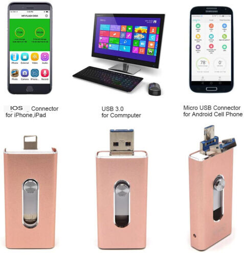 1TB 64/128/256/512GB OTG USB 3.0 Memory Photo Stick Flash Drive For iPhone iPad - Picture 2 of 7