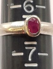 Ruby Ring 4mm Bezel Set Faceted 925 Sterling Silver Size 6.5 Unisex Stackable