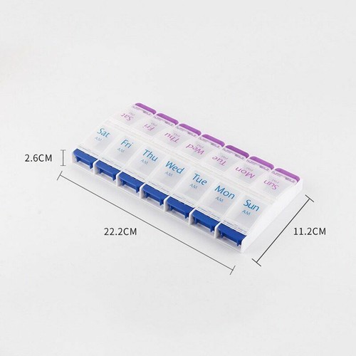 Travel Weekly 7 Days Pill Box 14 Compartments Pill Organizer Plastic Storage Set - Bild 6 von 12