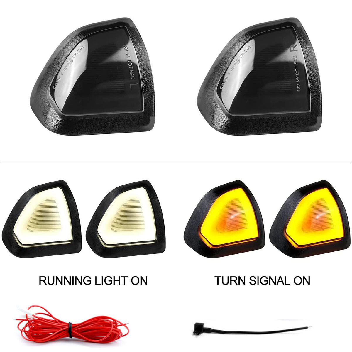 2X Switchback LED Side Tow Mirror Turn Signal DRL Light For Dodge
