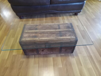 Vintage Small Size Trunk,coffee Table Storage Chest,wood And Metal, Unbranded.