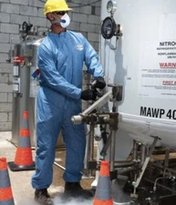 KleenGuard 45002 A60 Ankle & Back Coveralls Elastic-Cuff - M, 18Blu Car /1 Wht