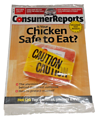#ad #ad Consumer Reports February 2014 Magazine Tablet Camera Chicken Safe Eat Outbreak $8.50