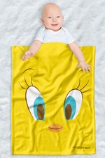 Looney Tunes Soft Fleece Baby Blanket, Cozy Crib Throw 30"x40" Tweety Head