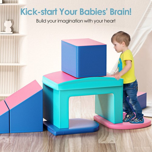 6 in 1 Lightweight Toddler Soft Foam Climbing Blocks Set Tunnel Climber Slide US - Picture 11 of 12