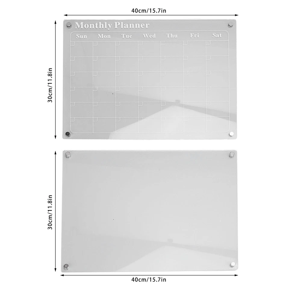 2 Pcs Acrylic Dry Erase Board Monthly Calendar and Blank Memo Board 15.7x11.8in - Image 2 of 4