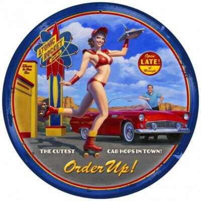 Ford Thunderbird Rollergirl Diner 50s Pin Up Retro Metal Sign Blechschild Schild
