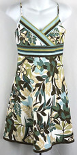 Ann Taylor A Line Dress 2P Blue/brown Floral Tropical Strappy Sundress Garden
