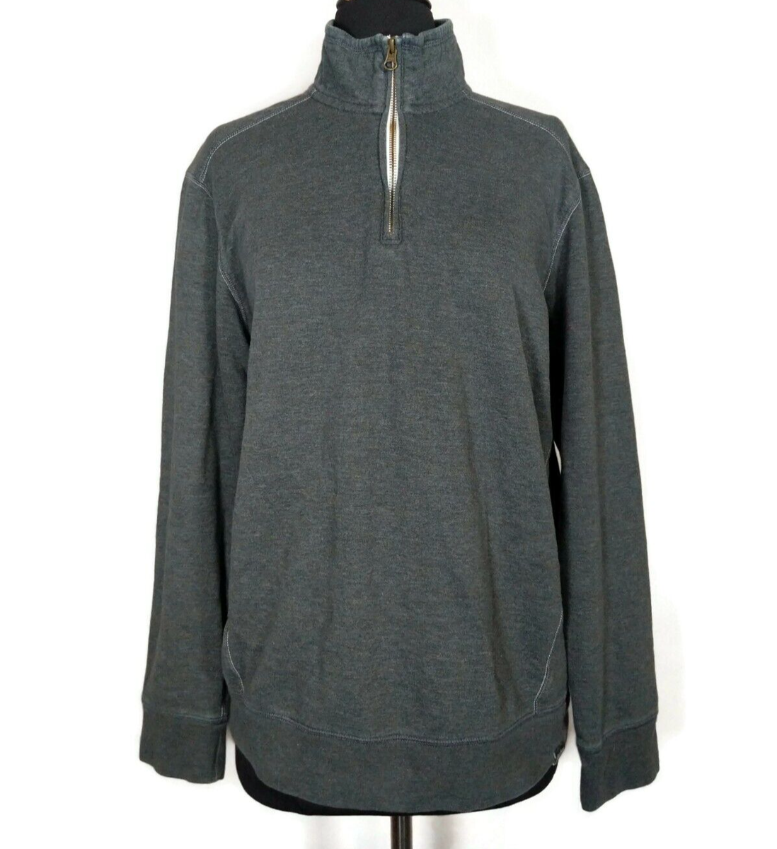 Eddie Bauer Gray Knit Long Sleeve 1/4 Zip Pullover Sweatshirt Size