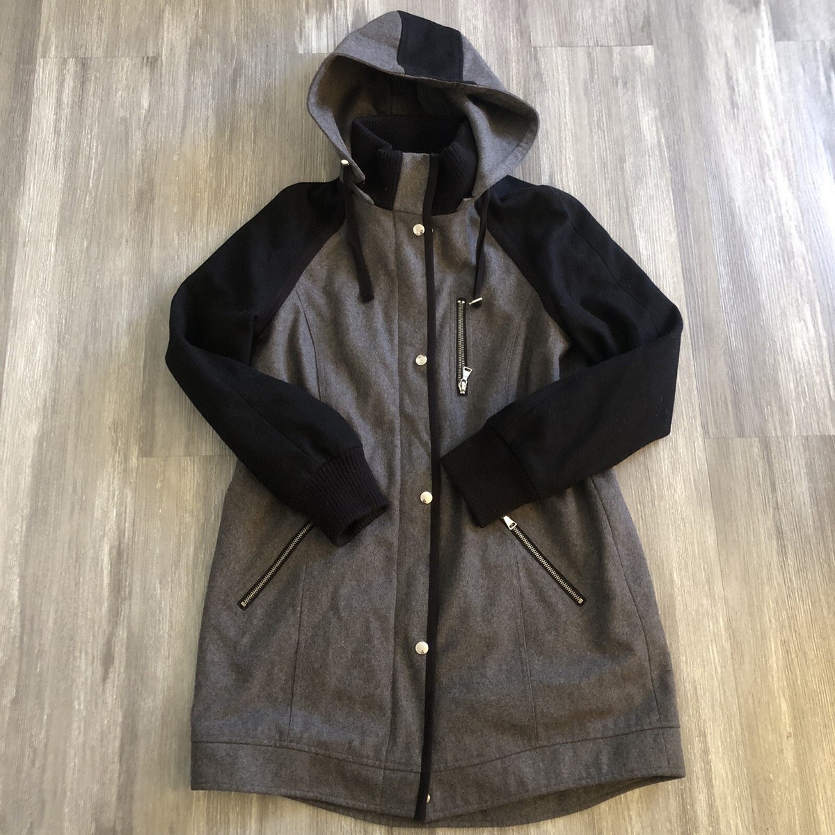 express hooded wool blend coat
