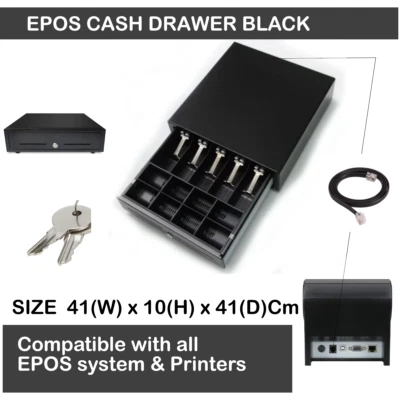 PIXELS FIRST NEW quality sliding cash drawer 4 note 8 coin 410 x 420 x 100mm Heavy Duty